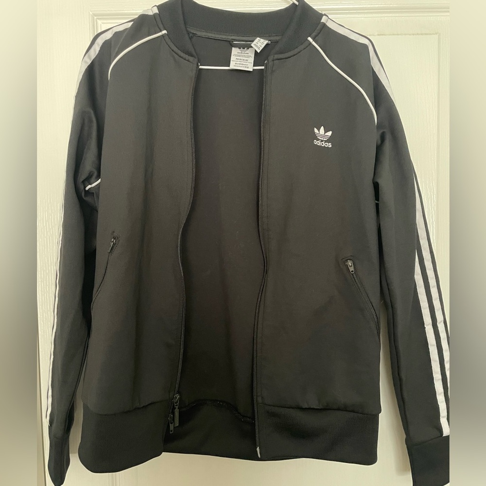 Adidas Black and White track Jacket. Lightly worn.